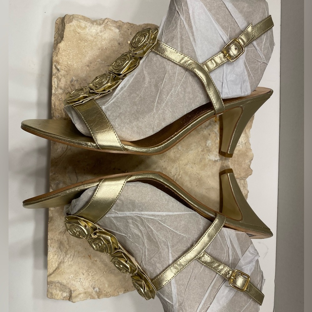 Steve Madden Goldwyn Metallic Gold Sandal Heels Sz 10 - Picture 4 of 13